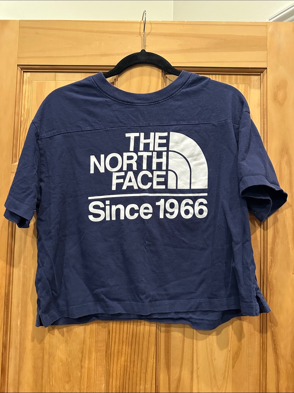 The North Face Navy Short-Sleeve Kids Logo Tee with White Print